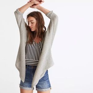 MADEWELL Grey Drapey Open Ribbed Knit Seabank Cardigan Sweater